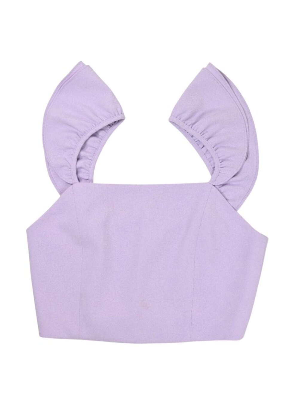 Alice & Olivia Celestia Cropped Ruffled Crepe Top in Purple
